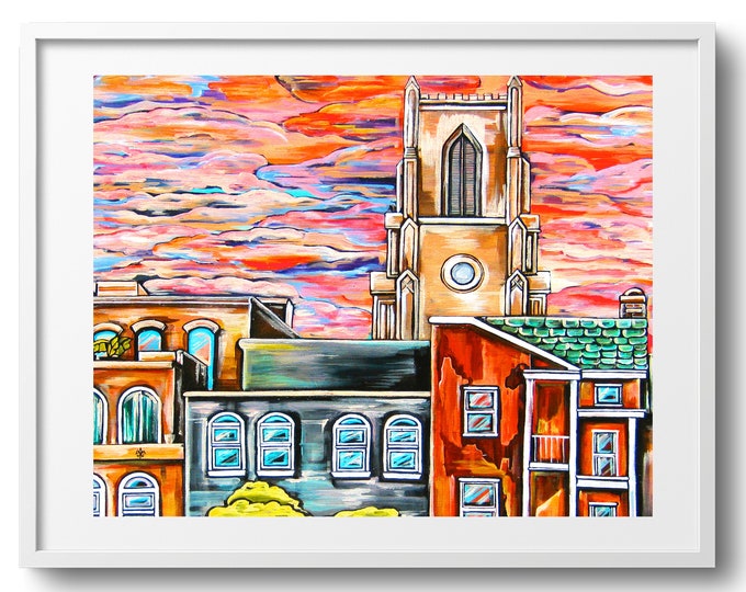 St Patrick's Skyline, New Orleans Landmark Church, Fine Art Print on Canvas, Paper, and Matted Print, Various Sizes, Vibrant Colors