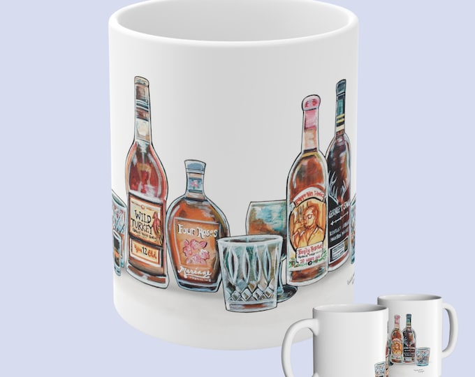 Kentucky Bourbon Ceramic Mug with Handle, Coffee Cup, 11 oz, BPA Free, Personalization Upon Request