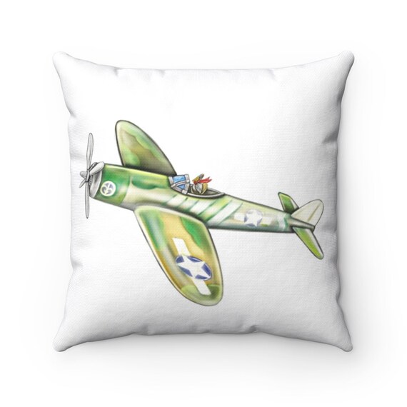 Pelican Airforce | Spun Polyester Square Pillow | Pelican Decor, Airplane Theme Nursery or Kids Decor | Various Sizes