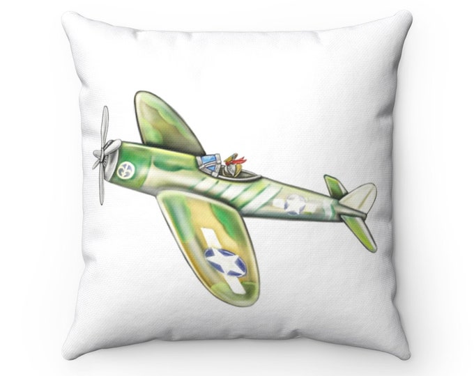 Pelican Airforce | Spun Polyester Square Pillow | Pelican Decor, Airplane Theme Nursery or Kids Decor | Various Sizes