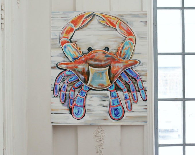 Crab On The Plank | Canvas Gallery Wraps | Nautical Theme Wall Art | Home Decor | Various Sizes