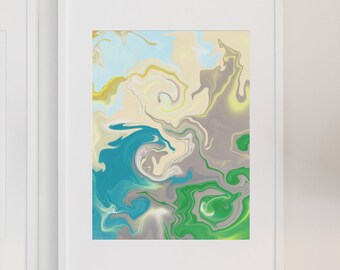 Under Water | Abstract Green and Blue | Premium Matte Vertical Print