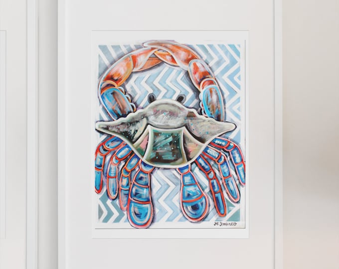 Chevron Blue Crab | Premium Matte vertical posters | Various Sizes