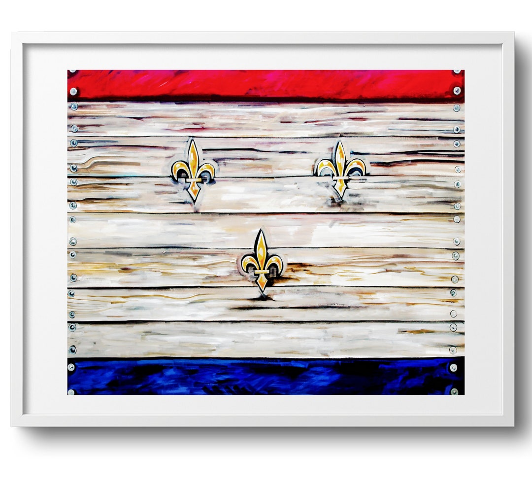 Flag of Nola, Wall Art Decor on Canvas, Paper, or Matted Print, New Orleans Flag Wall Decor