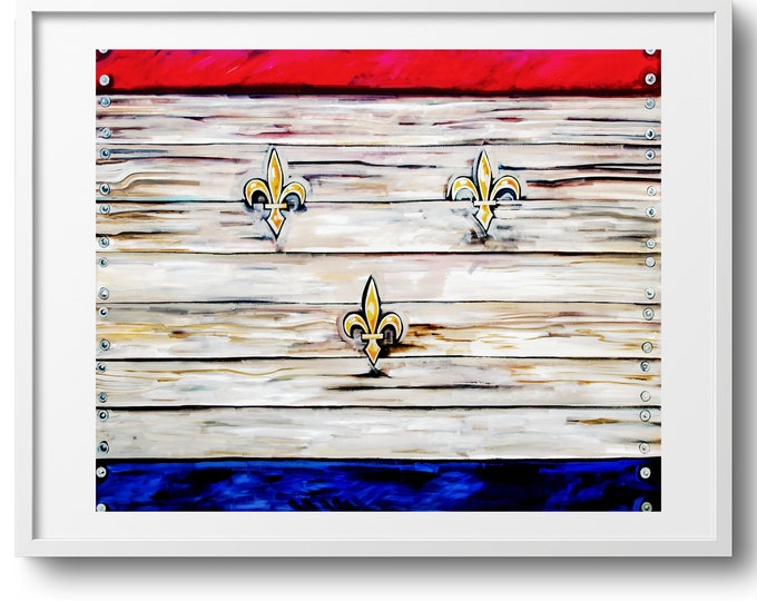 Flag of Nola, Wall Art Decor on Canvas, Paper, or Matted Print, New Orleans Flag Wall Decor, Various Sizes, New Orleans Theme