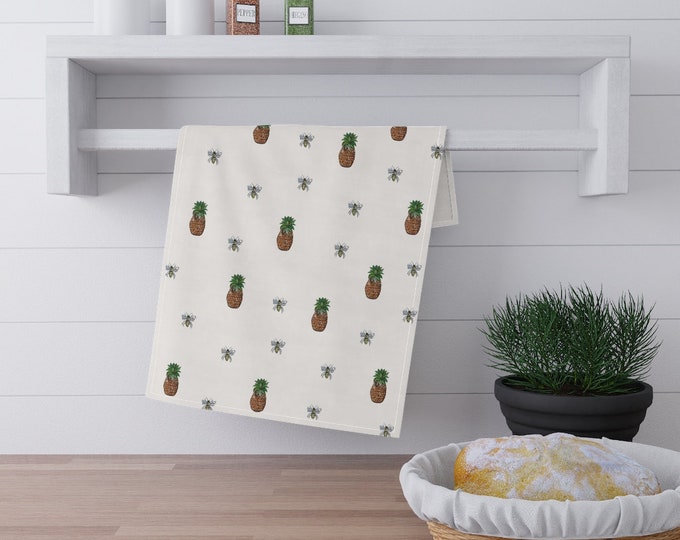 Pineapple & Bee  | Kitchen Towel | Cotton or Polyester | Kitchen Decor or Gift
