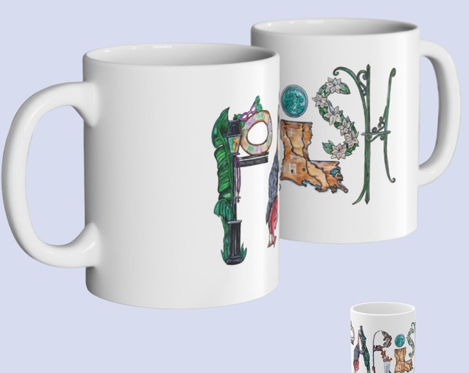 Parish Ceramic Mug with Handle, Coffee Cup, 11 oz, BPA Free, Personalization Upon Request