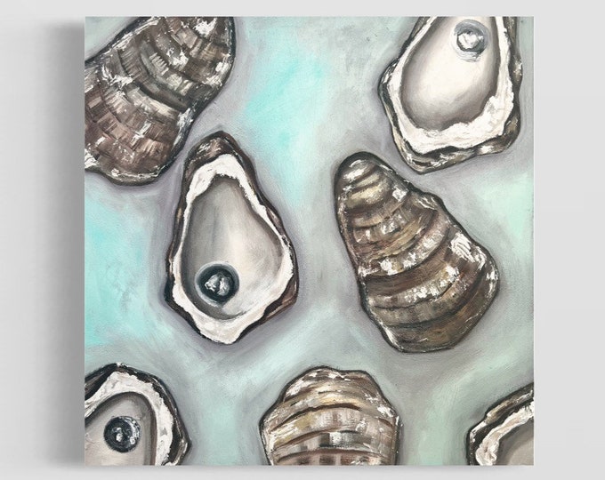 Oyster Shells, Oil On Canvas, 1/2" Canvas Square Canvas