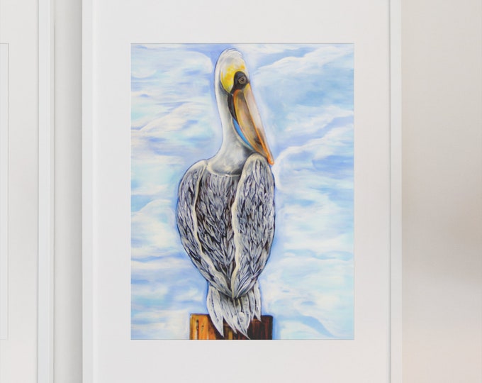 Ponchartrain Pelican | Premium Matte Vertical Poster | Pelican Coastal Wall Decor | Various Sizes