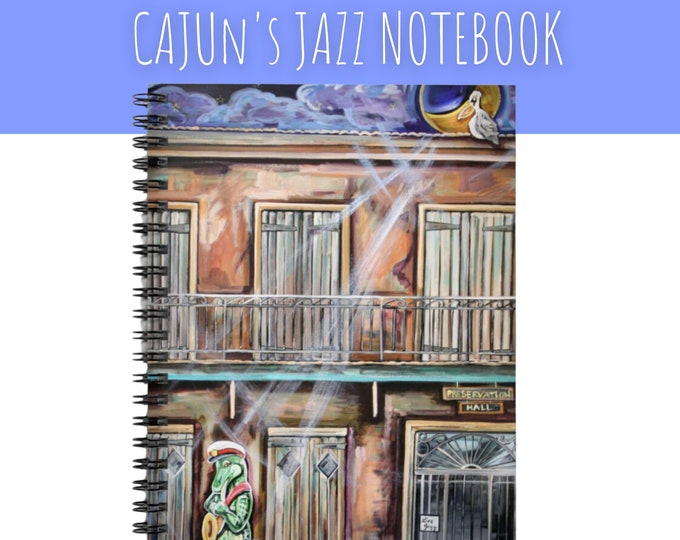 Cajun's Jazz Notebook - Ruled Line Spiral Notebook with Cajun The Alligator and Pelican Friend