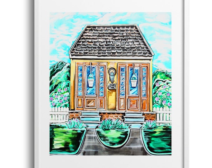 Uptown Duplex, New Orleans Architecture, Reproduction on Paper, Canvas, or Matte Print, Various Sizes