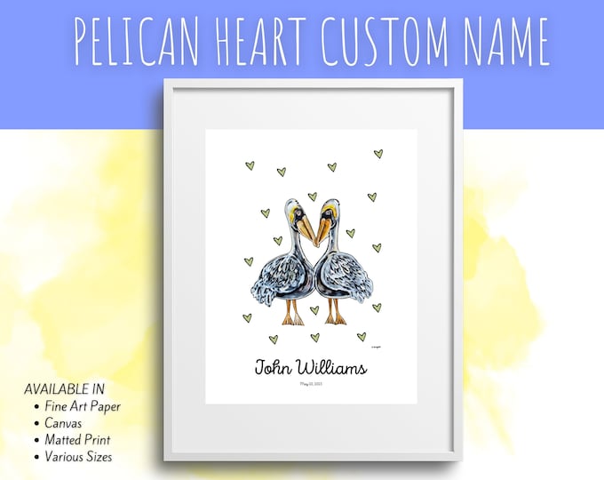 Customizable Pelican Heart - Personalized Baby Print with Heart Accents