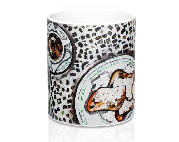 Beignets and Coffee, Ceramic Coffee Mug 11oz, Gift Louisiana Gift Idea