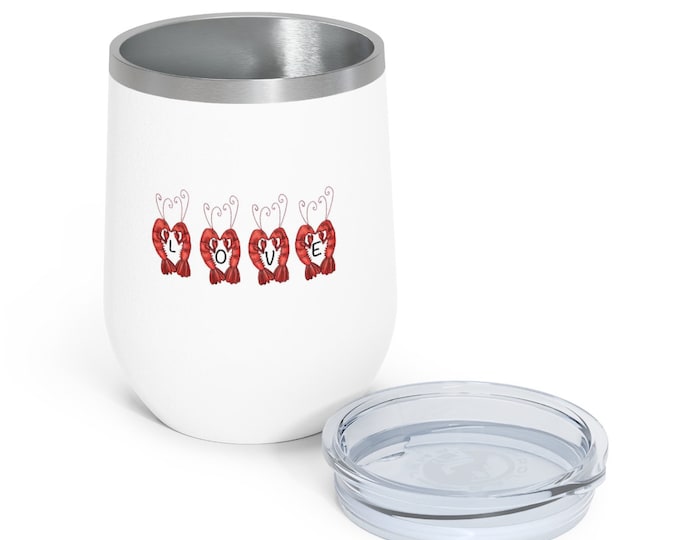 Crawfish Heart Love | 12oz Insulated Wine Tumbler