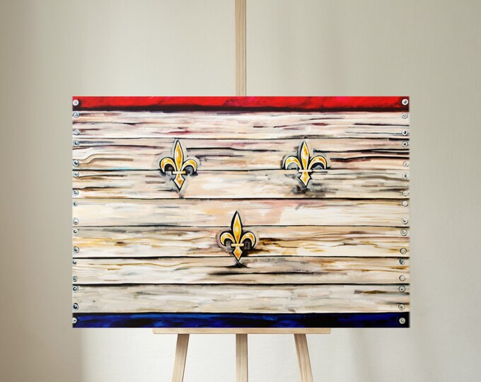 Flag of Nola | Canvas Gallery Wraps | New Orleans Flag Wall Decor | Various Sizes | New Orleans Acrylic Painting on Canvas Reproduction
