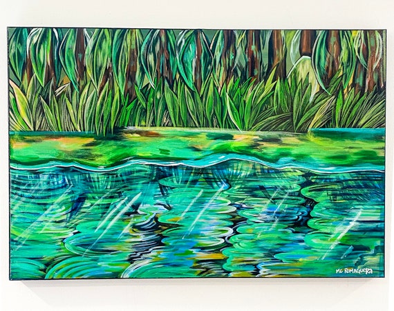 Colorful Bayou Original Acrylic Painting | Large Wall Art Decor | Louisiana Art