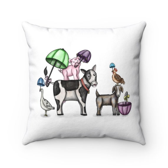 Barnyard Second Line Pillow | Spun Polyester Square Pillow | Prefect Nursery Decor or Childrens Gift | Various Sizes