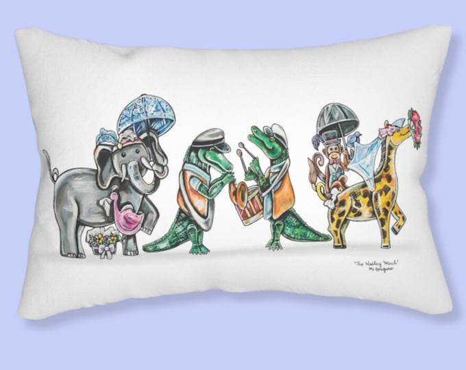 The Wedding March, Lumbar Support Pillow, Wedding or Engagment Accent Decor,  20" x 14" Size, Customizable Upon Request