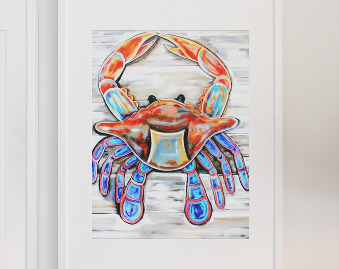 Crab On The Plank | Premium Matte Vertical Print | Nautical Wall Art | Wall Decor | Various Sizes