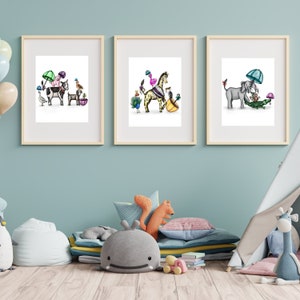 Second Line Watercolor Art Print Bundle, Set of 3, Whimsical Decor for Kids' Playrooms and Nursery, Sizes Vary