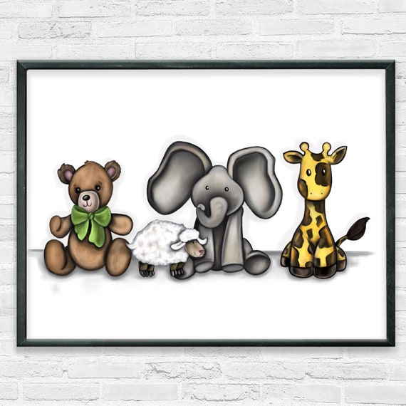 Best Friends | Premium Matte Horizontal Print | Animal Nursery Art | Various Sizes