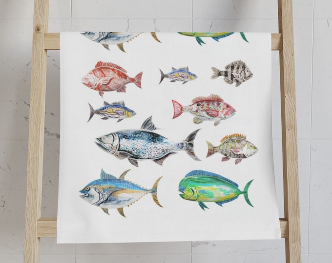 Gulf of Mexico Tropical Fish | Hand Towel | Snapper, Tarpon, Mahi Mahi, Tuna, Sheepshead & more