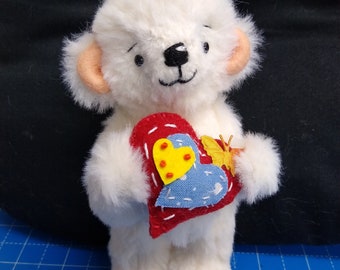 Teddy Bear plushy, gorgeous Love Teddy 13cm Hand made in the UK a special and unique gift, animal plushy, Home Decor birthday gift