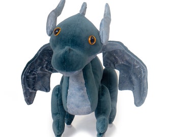 Soft teal velvet Shoulder Dragon Plushie Posable Wings Collectors item Hand made in UK OOAK special gift Cos Play Home Fairytale Fantasy