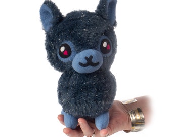 Llama plushy, Midnight the Sparkle Llama in softest sparkly plush, a special and unusual gift for Home or nursery display