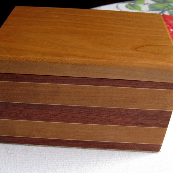 Handmade Wood Trinket or Jewelry Box Created From Guitar Wood - Mahogany, Cherry, and Maple