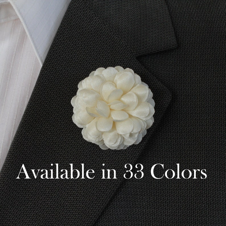 Men's Lapel Flower_satin Mum Clutch Pin Available in 33 Etsy