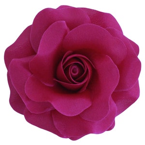 Women&#39;s Rose_ Hair Flower Clip and Brooch Pin _ 3.75 inches (9.5 cm)_  Deep Fuchsia