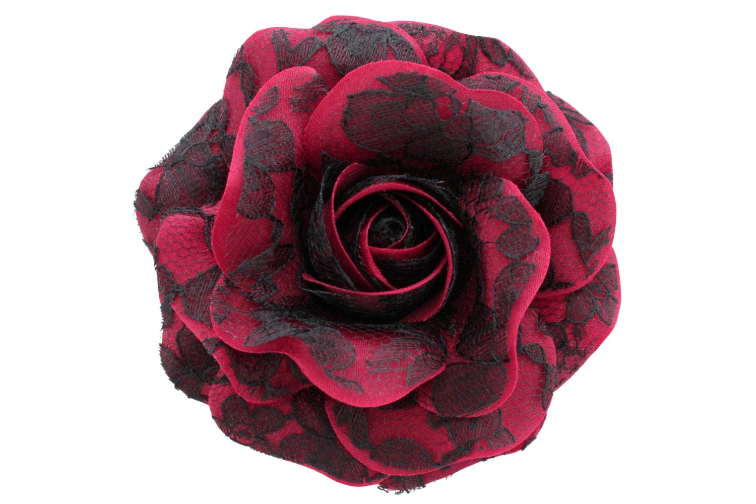 Hair Clip Lace Rose w Floral Lace & Feathers Soft Elegant Detail Pin Hair Clip Lace Rose w Floral Lace & Feathers Soft Elegant Detail Pin