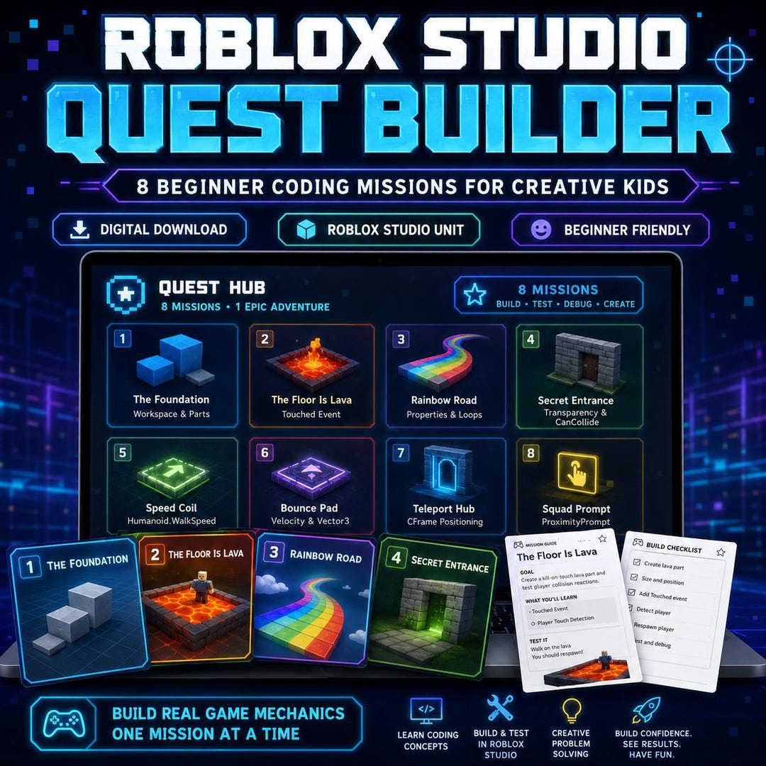 Roblox Studio Coding Missions: Beginner Game Design (digital Download ...