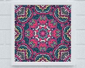 Mandala Pink and Teal Cross Stitch Pattern - Instant PDF download