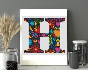 Mexican Alphabet Letter H  Cross Stitch Pattern - Instant PDF download