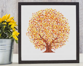 Autumn Leaf Swirl Cross Stitch Pattern Instant PDF Download - Etsy