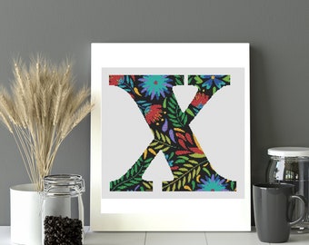 Mexican Alphabet Letter X  Cross Stitch Pattern - Instant PDF download