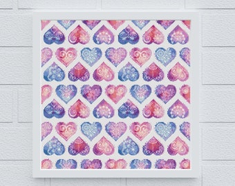 Pastel Hearts Cross Stitch Pattern - Instant PDF Download
