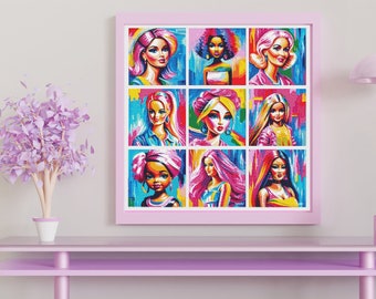 Punto de Cruz Pop Art Girls - Barbie Rosa - Descargar PDF