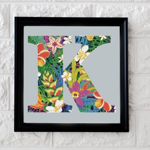 Letter K Tropical Alphabet - Cross Stitch Pattern - Instant PDF Download