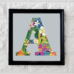 Letter A Tropical Alphabet - Cross Stitch Pattern - Instant PDF Download