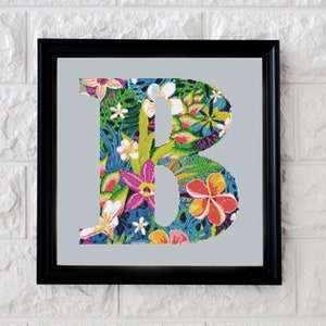 Letter B Tropical Alphabet - Cross Stitch Pattern - Instant PDF Download