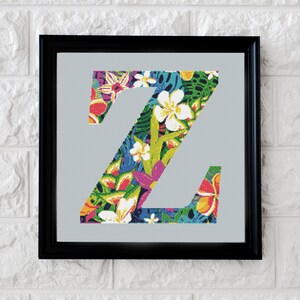 Letter Z Tropical Alphabet - Cross Stitch Pattern - Instant PDF Download