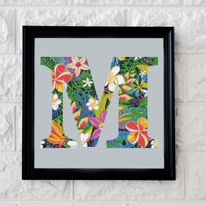 Letter M Tropical Alphabet - Cross Stitch Pattern - Instant PDF Download