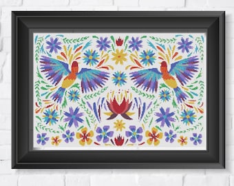 Mexican Birds In Flight Cross Stitch Pattern - Instant PDF download