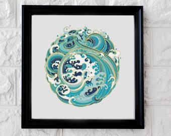 Wave Ball Cross Stitch Pattern - Instant PDF download