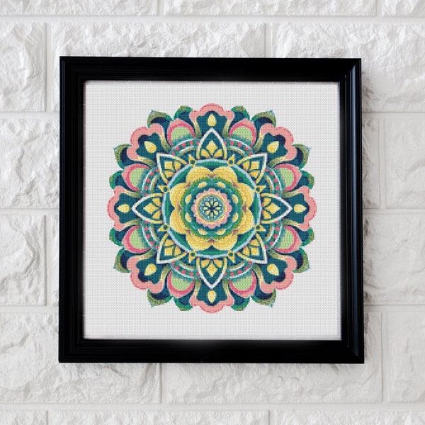 Succulent Mandala Cross Stitch Pattern - Instant PDF download