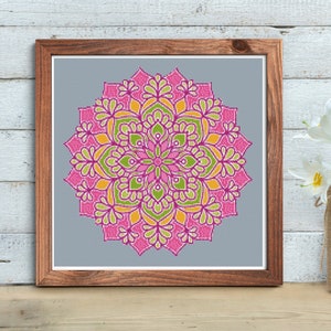 Pink Mandala Cross Stitch Pattern