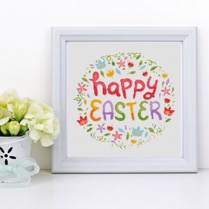 Happy Easter Cross Stitch Pattern - Instant PDF download
